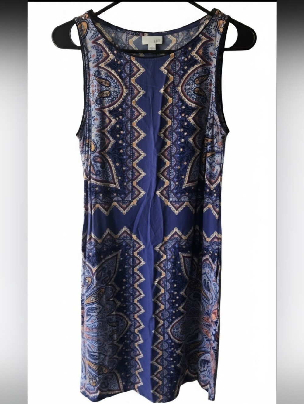 J. Jill Majestic Blue Paisley Sleeveless Midi Dress Size Extra Small Petite